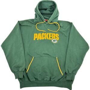 Vintage y2k men's NFL Green‎ Bay Packers Football Hoodie Sweatshirt Sz XL
